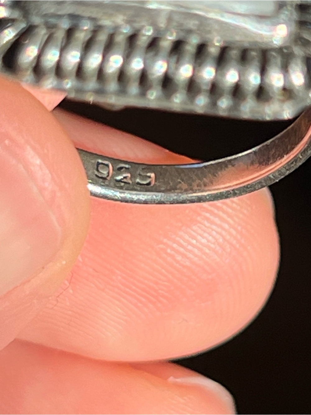 Moonstone Square Sterling Ring - Blue Flash - Picture 5 of 7